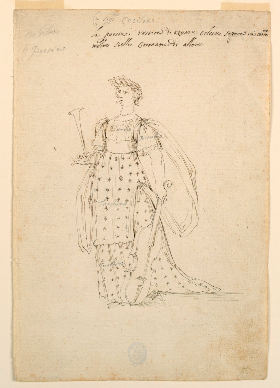Rysunek, projekt kostiumu: Poezja dla baletu, ok. 1720 r. autorstwa Unknown artistUnknown artist