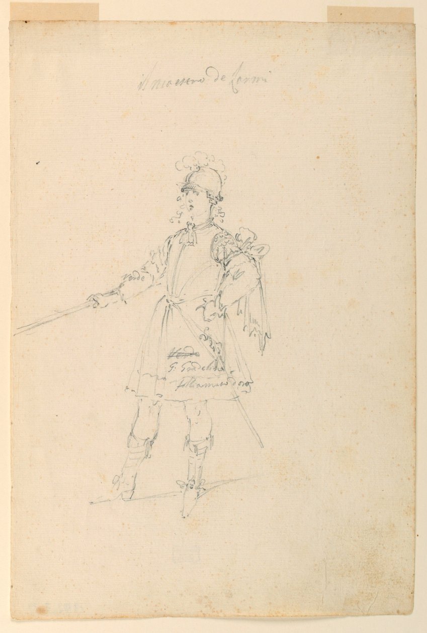 Rysunek, projekt kostiumu: Mistrz broni do baletu, ok. 1720 r. autorstwa Unknown artistUnknown artist