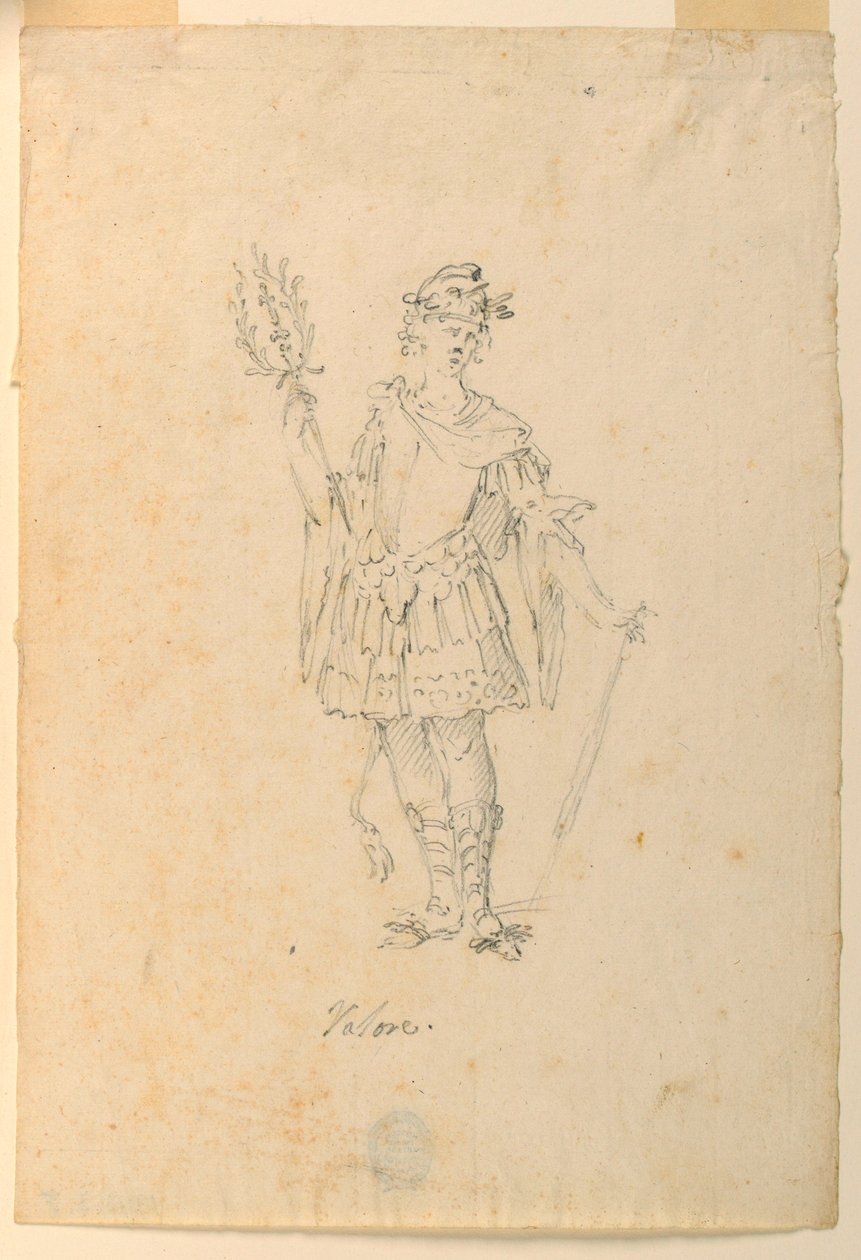 Rysunek, projekt kostiumu: Valor for a Ballet, ok. 1720 r. autorstwa Unknown artistUnknown artist
