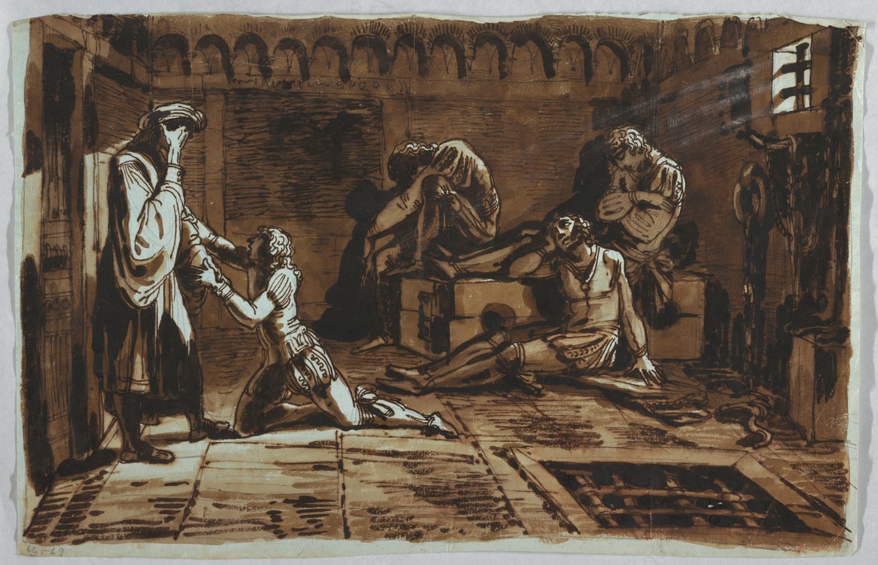 Rysunek, Śmierć hrabiego Ugolino i jego synów, 1815-1823 autorstwa Unknown artistUnknown artist