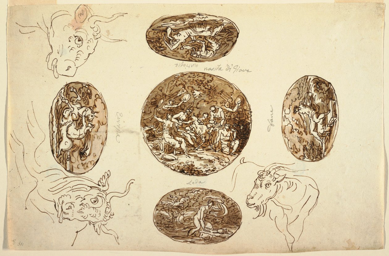 Rysunek, Czyny Jowisza, na sufit, 1812 r. autorstwa Unknown artistUnknown artist