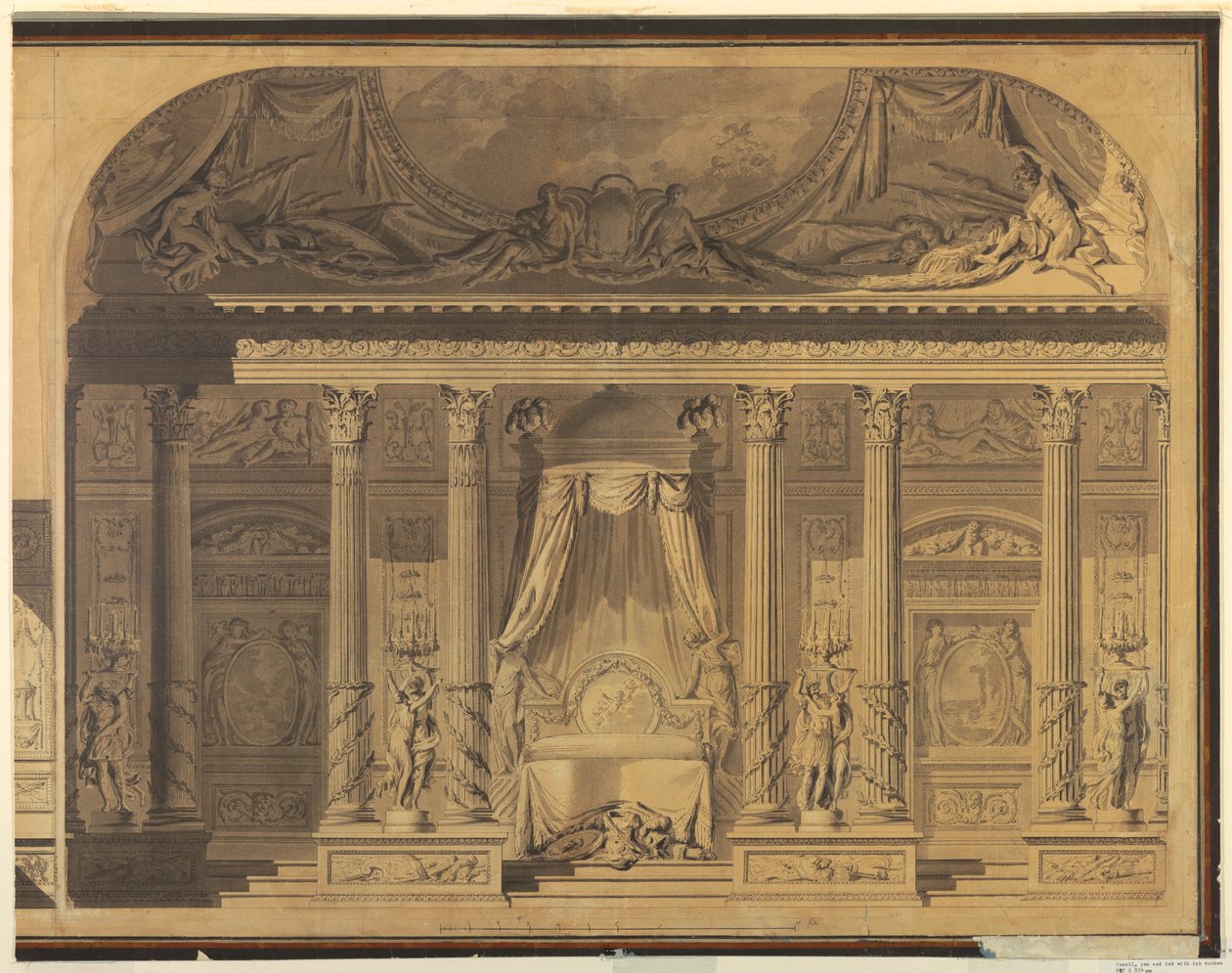 Rysunek, projekt sypialni, Hotel de Mailly-Nesle, Paryż, 1770-80 autorstwa Unknown artistUnknown artist
