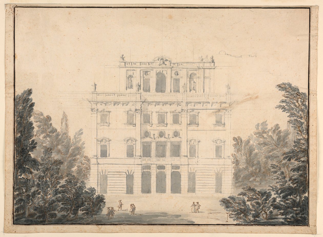Rysunek, projekt kasyna w parku, 1728-84 autorstwa Unknown artistUnknown artist