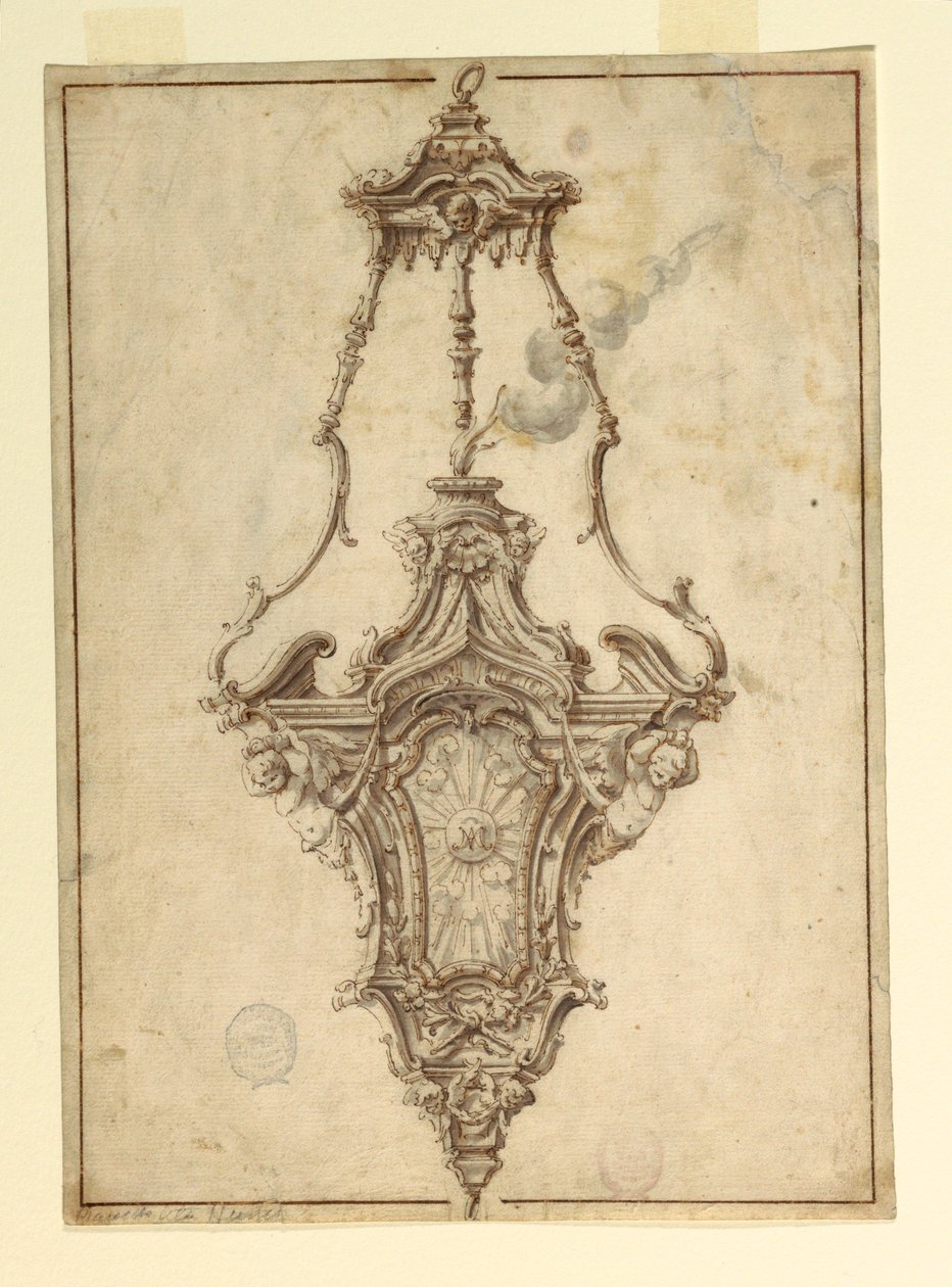 Rysunek, projekt kadzielnicy, 1725-1750 autorstwa Unknown artistUnknown artist