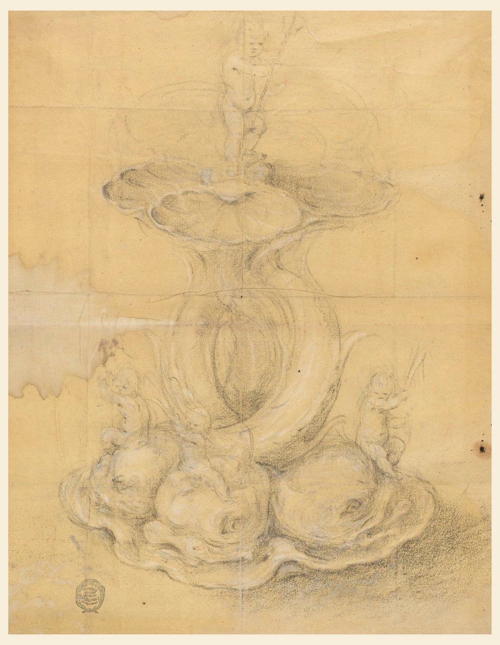 Rysunek, projekt elementu centralnego, 1630-60 autorstwa Unknown artistUnknown artist