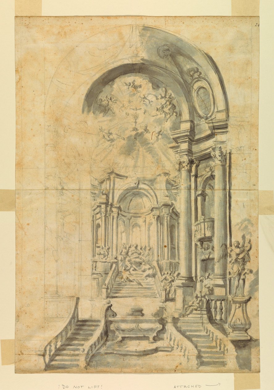 Rysunek przedstawiający oprawę święta kościelnego, ok. 1700 r. autorstwa Unknown artistUnknown artist