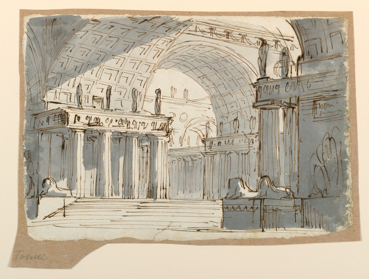 Rysunek, scenografia, sklepiony budynek klasycystyczny, ok. 1800 r. autorstwa Unknown artistUnknown artist