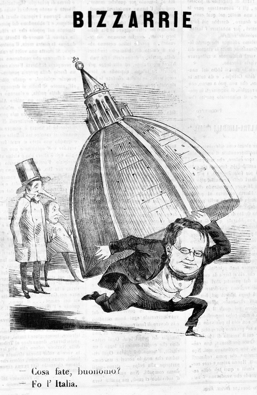 - Co pan robi? - I do Italy (Cavour z kopułą Florencji) satyryczny grawer Il Fischietto autorstwa Unknown artist