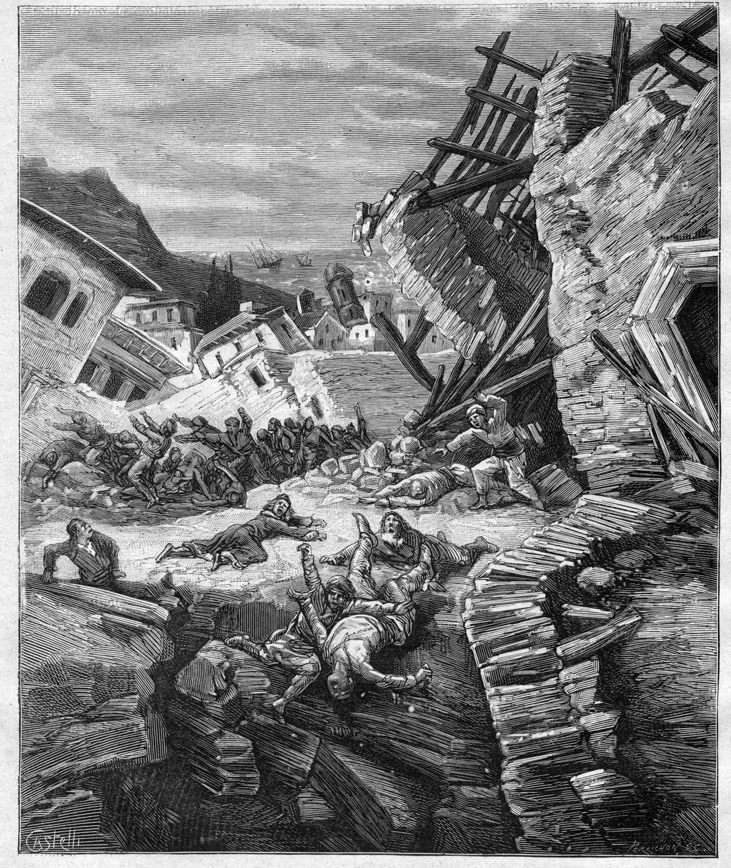 1881 Trzęsienie ziemi w Chios - Grecja - Trzęsienie ziemi w Chios autorstwa Unknown artist
