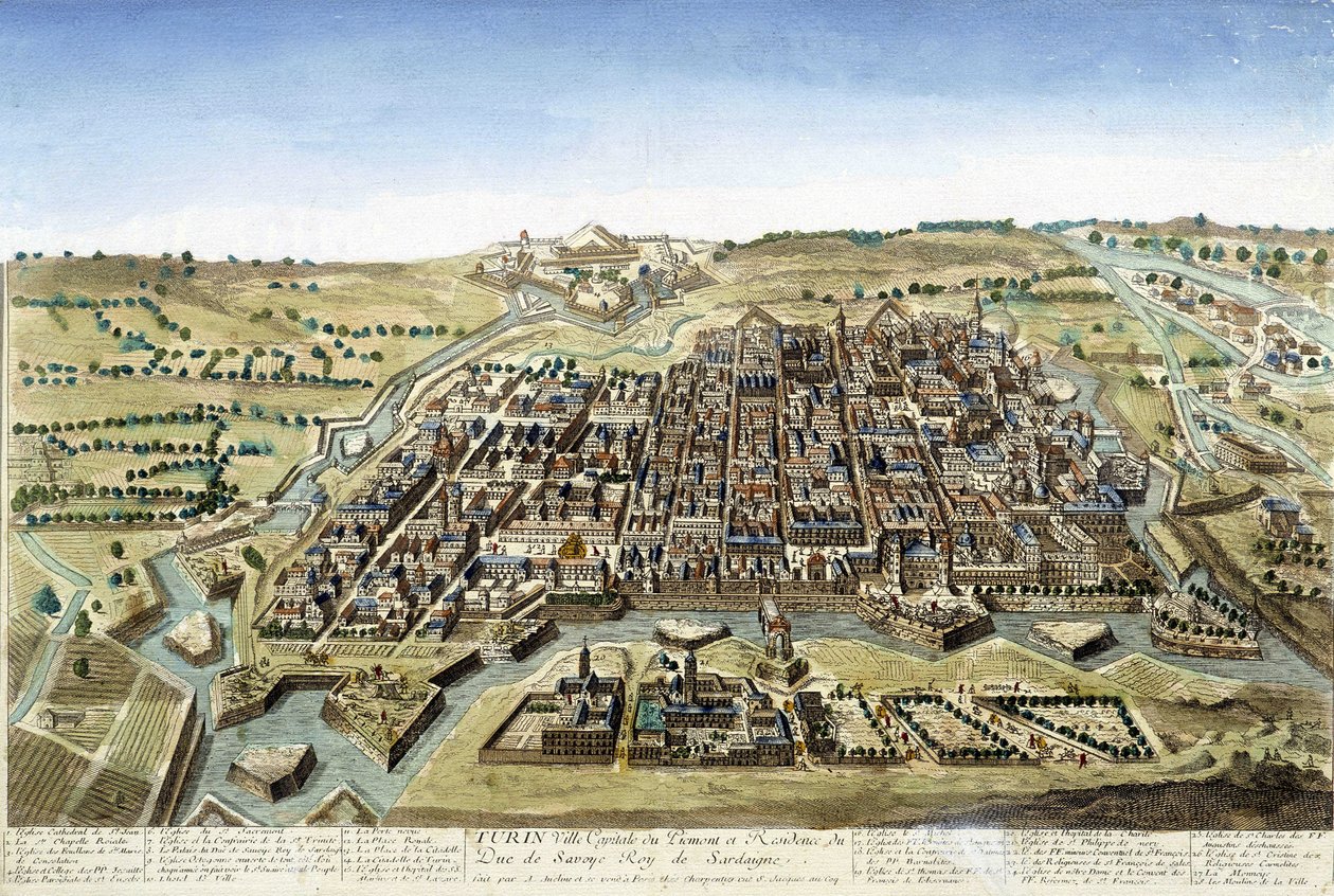 Grawerunek XVIII wieku przedstawiający miasto Turyn. autorstwa Unknown artist