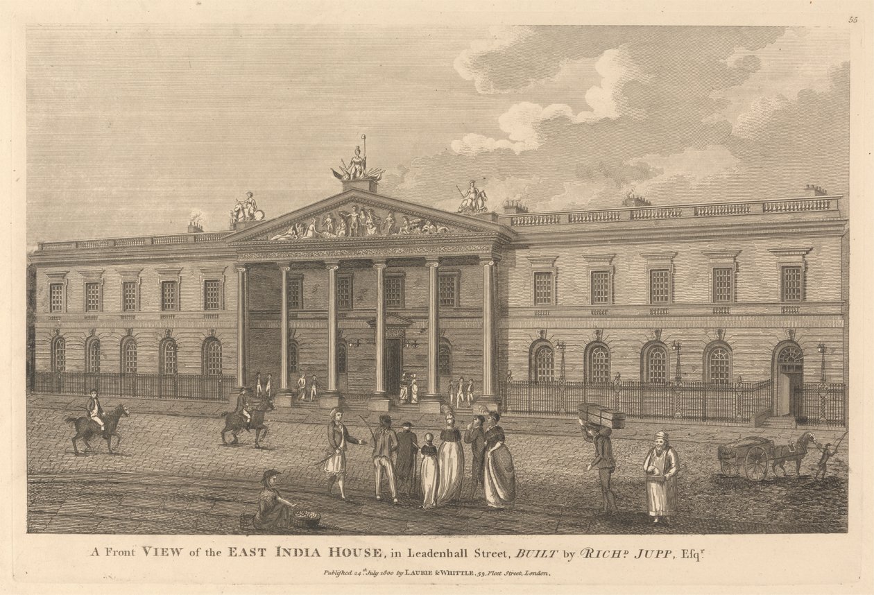 Widok z przodu domu wschodnioindyjskiego przy Leadenhall Street autorstwa Unknown artist