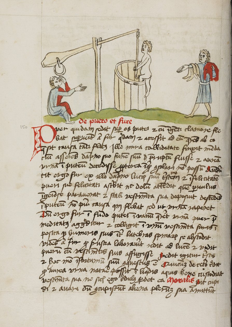 Mężczyzna wspinający się do studni autorstwa Unknown artist
