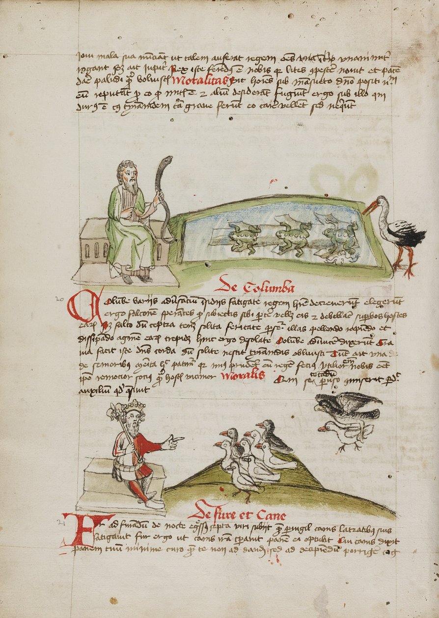 Człowiek z wężem w dłoni; Król przemawiający do stada gołębi autorstwa Unknown artist