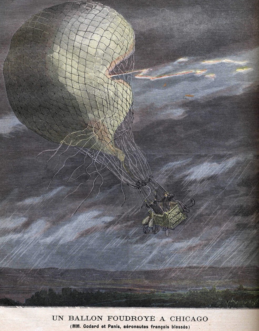 Balon uderzył w Chicago Louis Godard Jr. (1858-1933) i Panis został ranny w SOBOTĘ, 25 lipca autorstwa Unknown artist