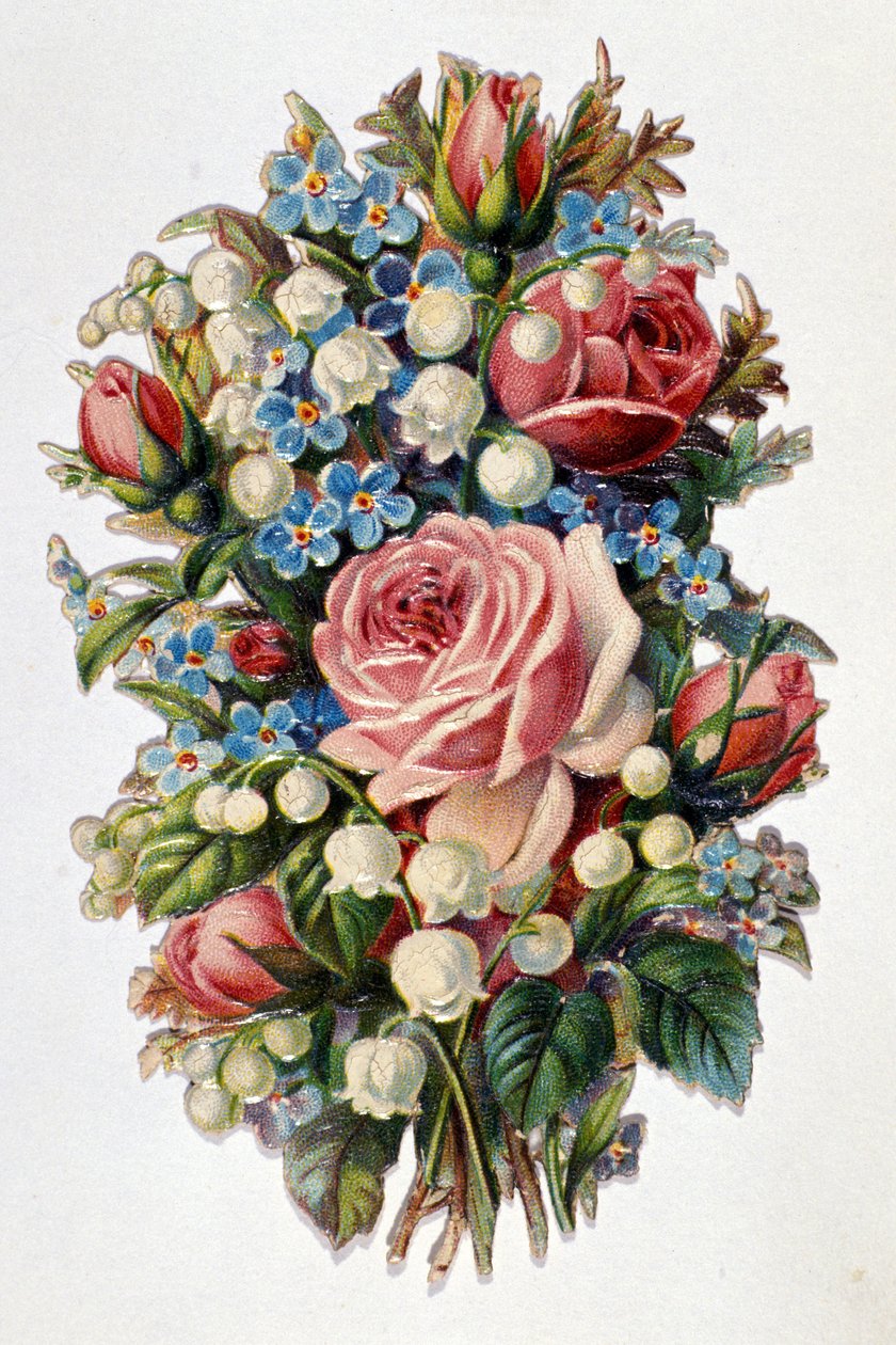 Bukiet zmieszany z różami, konwalią. autorstwa Unknown artist