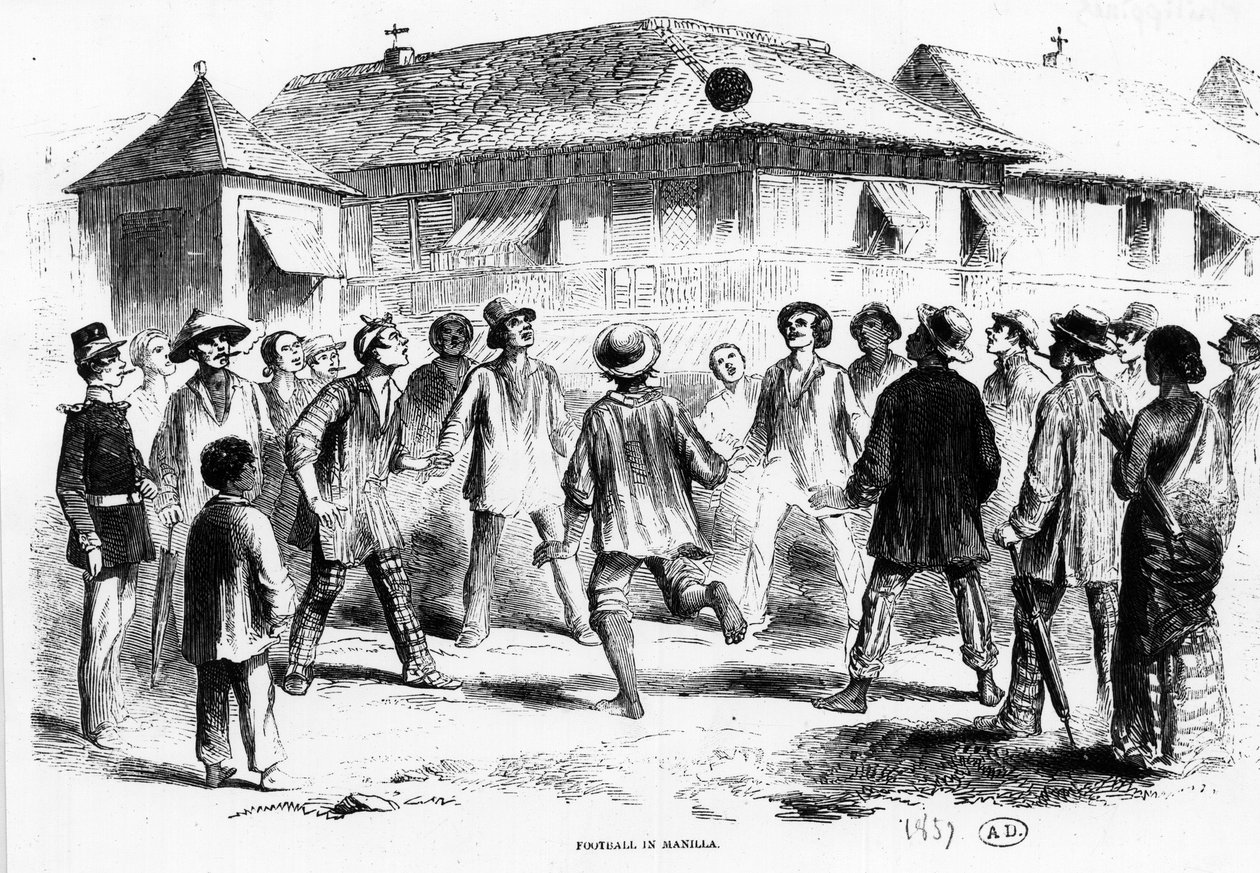 Mecz piłki nożnej w Manili (Filipiny) - grawer autorstwa Unknown artist