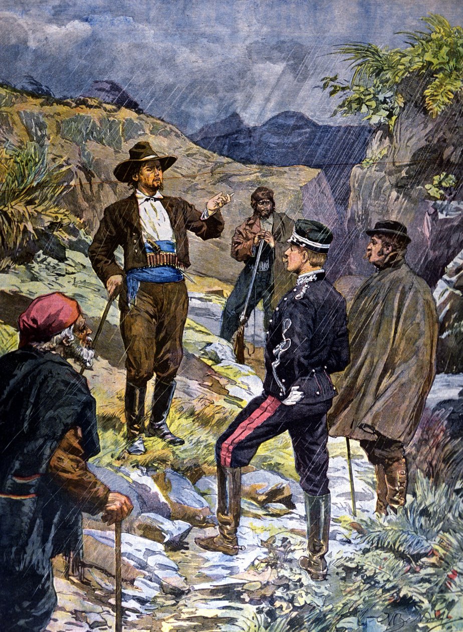 Żandarm pojmany przez bandytę z Sardynii. 1899. autorstwa Unknown artist