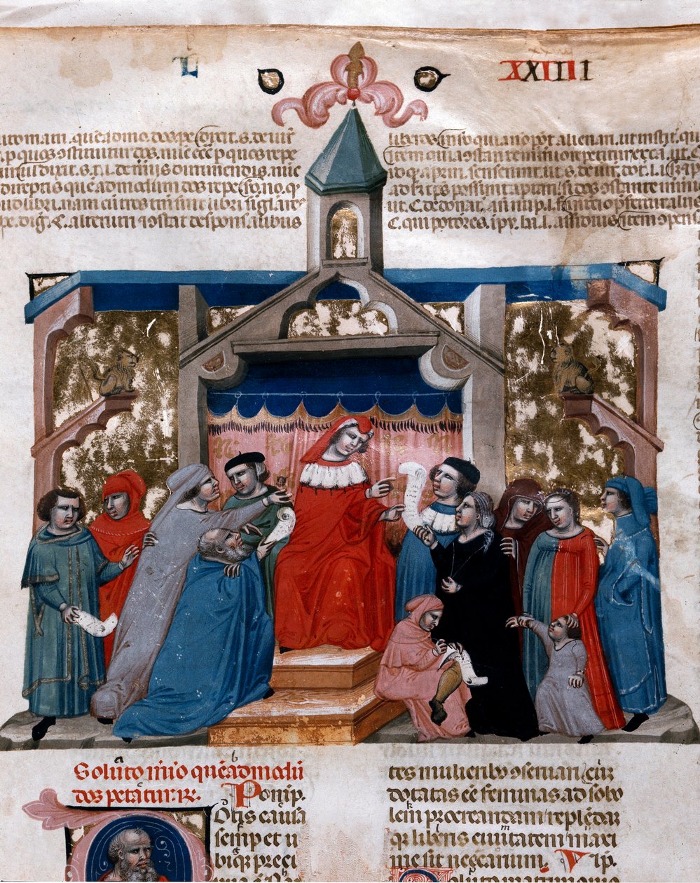 Prawnik stosujący prawo miniaturowe zaczerpnięte z Kodeksu Justyniana (Codex Justinianus), zbioru praw i instytucji wydanych za cesarza rzymskiego Bizancjum Justyniana I (483-565) autorstwa Unknown artist