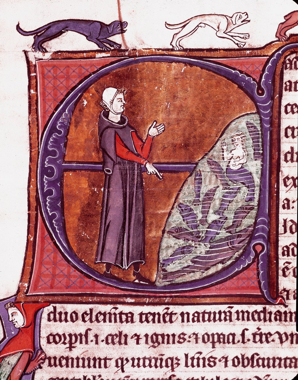 Mnich przed stawem, syrena reprezentowana wśród ryb miniaturowych zaczerpniętych z rękopisu „Speculum historiale” (Historia lustrzana) Vincenta de Beauvais (1184/94-1264) Laon XIII w., biblioteka miejska autorstwa Unknown artist