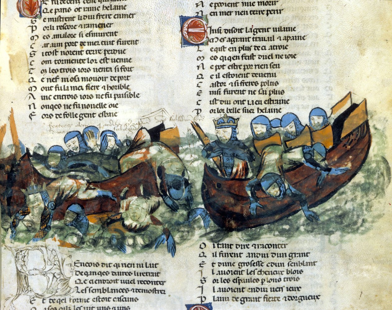 Bitwa morska. Miniatura z XIII wieku autorstwa Unknown artist
