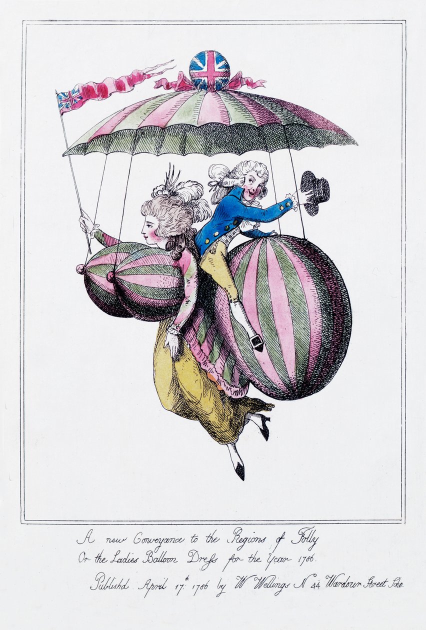 „Nowy środek transportu w rejonach szaleństwa, czyli damski balonowy strój na rok 1786” autorstwa Unknown artist