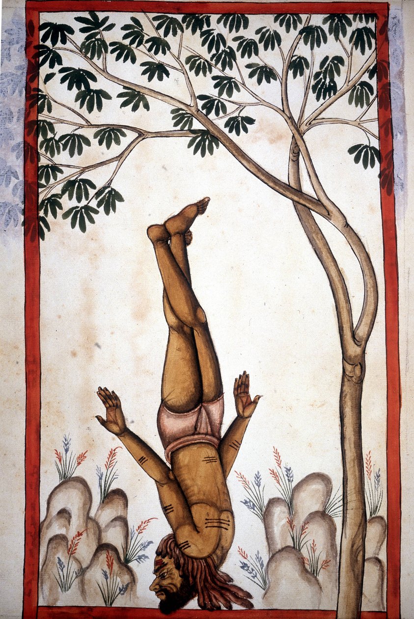 Strona fakir z rękopisu (ms.8300) „Historia Mogol” (Moghul lub Moghol) autorstwa Stefano Nivibus Cardeira. 18 wiek. Bibloteca marciana, Wenecja autorstwa Unknown artist