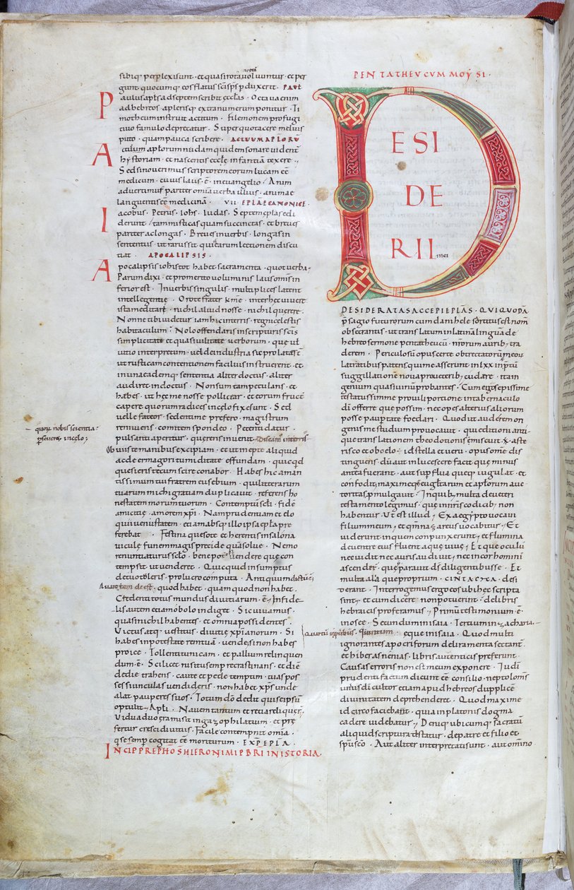 Strona z XI-wiecznej Biblii z wielką literą D autorstwa Unknown artist