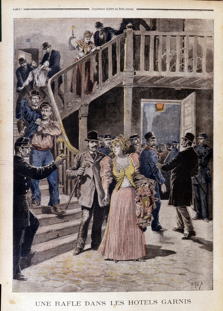 Obława w hotelach - w „Le Petit Journal” od 04.08.1895 r. autorstwa Unknown artist
