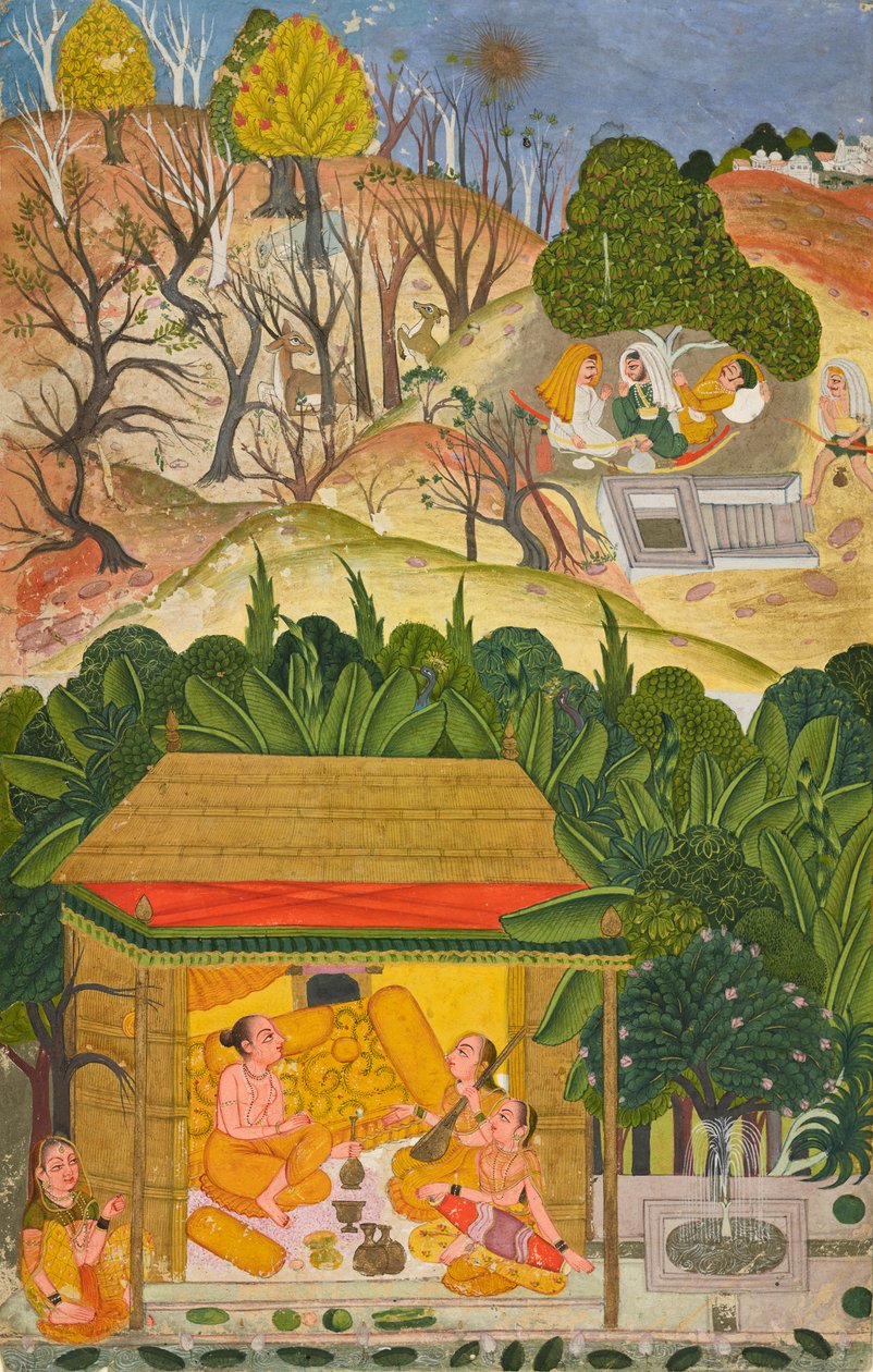 Miesiąc letni, prawdopodobnie Vaisakh, folio z serii <em>Barahmasa</em> autorstwa Unknown artist
