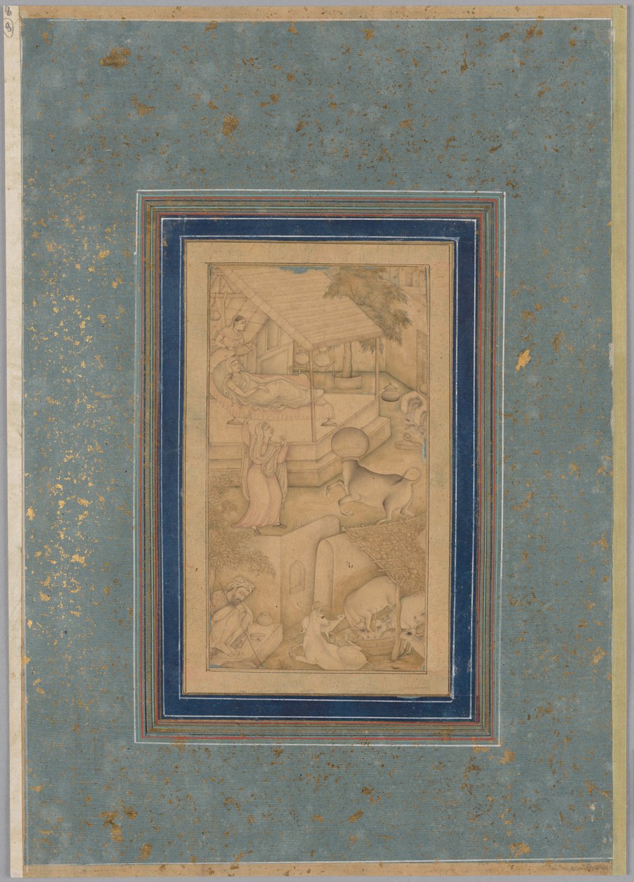 Kobieta myli krowę z Aniołem Śmierci ze Światła Canopus (Anwar-i Suhaili) z Kashifi (Iran, zm. 1504) autorstwa Unknown artist