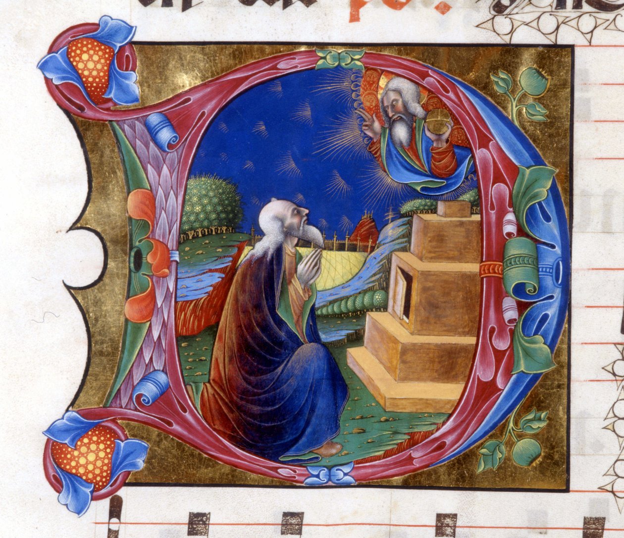 Abraham zostaje zaproszony przez Pana do opuszczenia swojej ziemi. Miniatura z XV-wiecznego chóru („civitatis” św. Augustyna). autorstwa Unknown artist