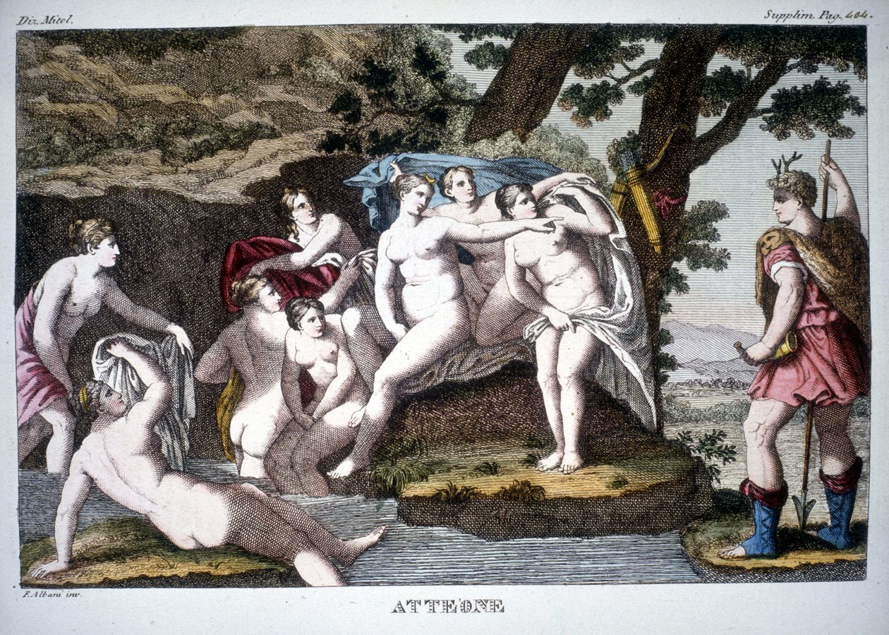 Akteon przemieniony w jelenia - w Słowniku mitologicznym autorstwa Unknown artist