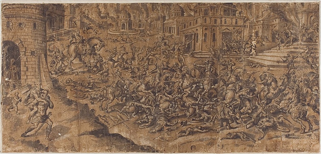 Eneasz opuszczający płonącą Troję autorstwa Unknown artist