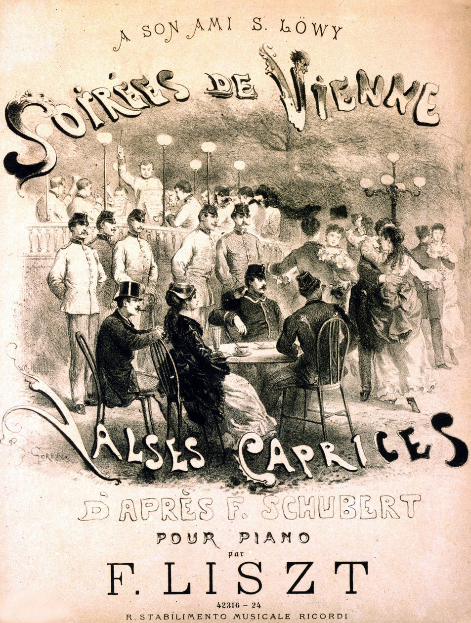 Plakat wiedeńskich wieczorów. Walce kaprysy wg F. Schuberta. autorstwa Unknown artist