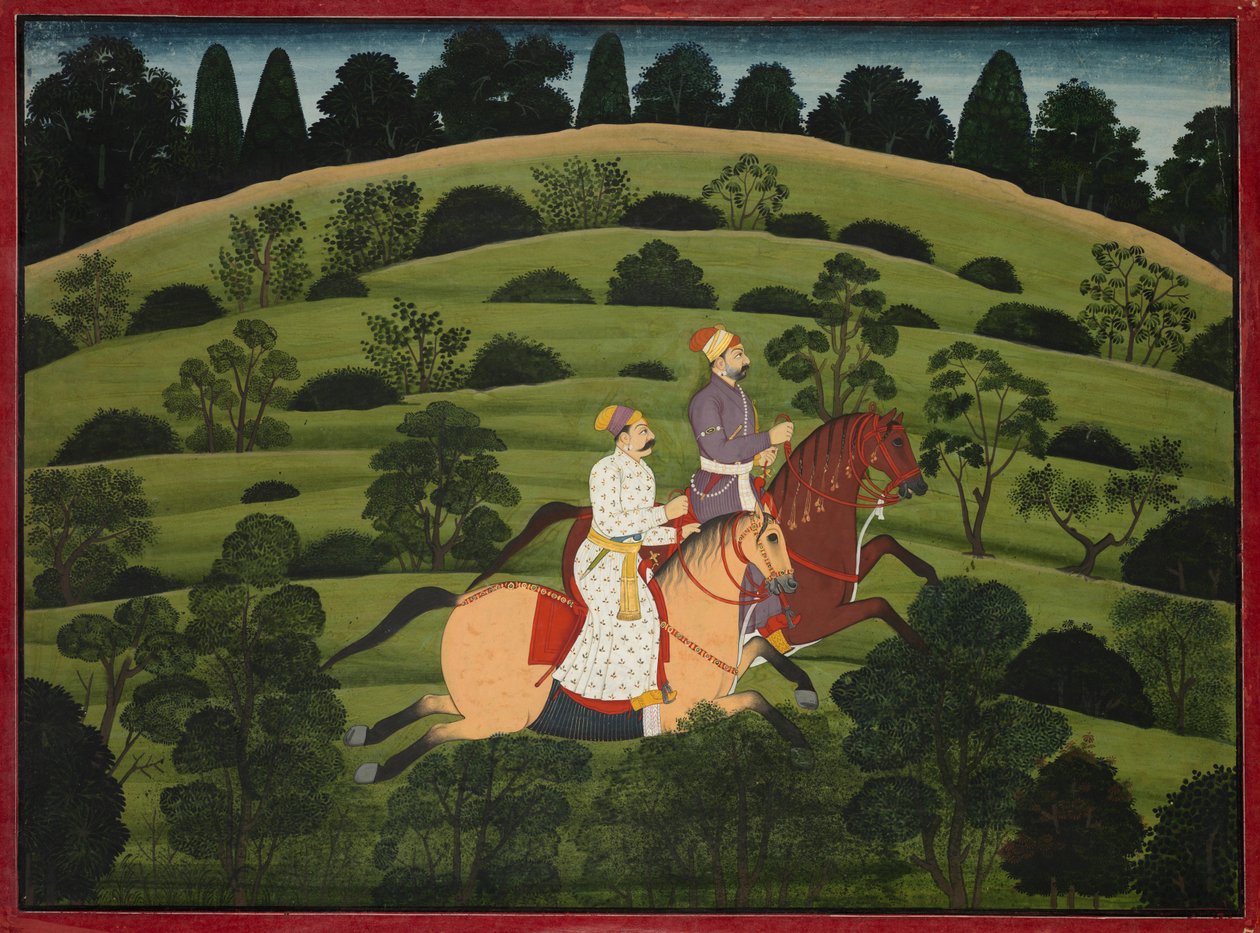 Akrura jedzie w kierunku Dwarki, strona z dużej Basohli Bhagavata Purana autorstwa Unknown artist
