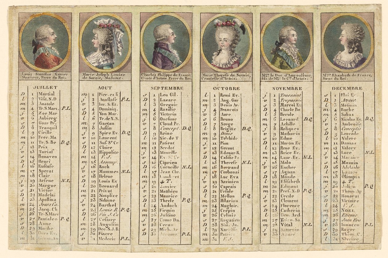 Almanach na drugą połowę roku 1792 autorstwa Unknown artist