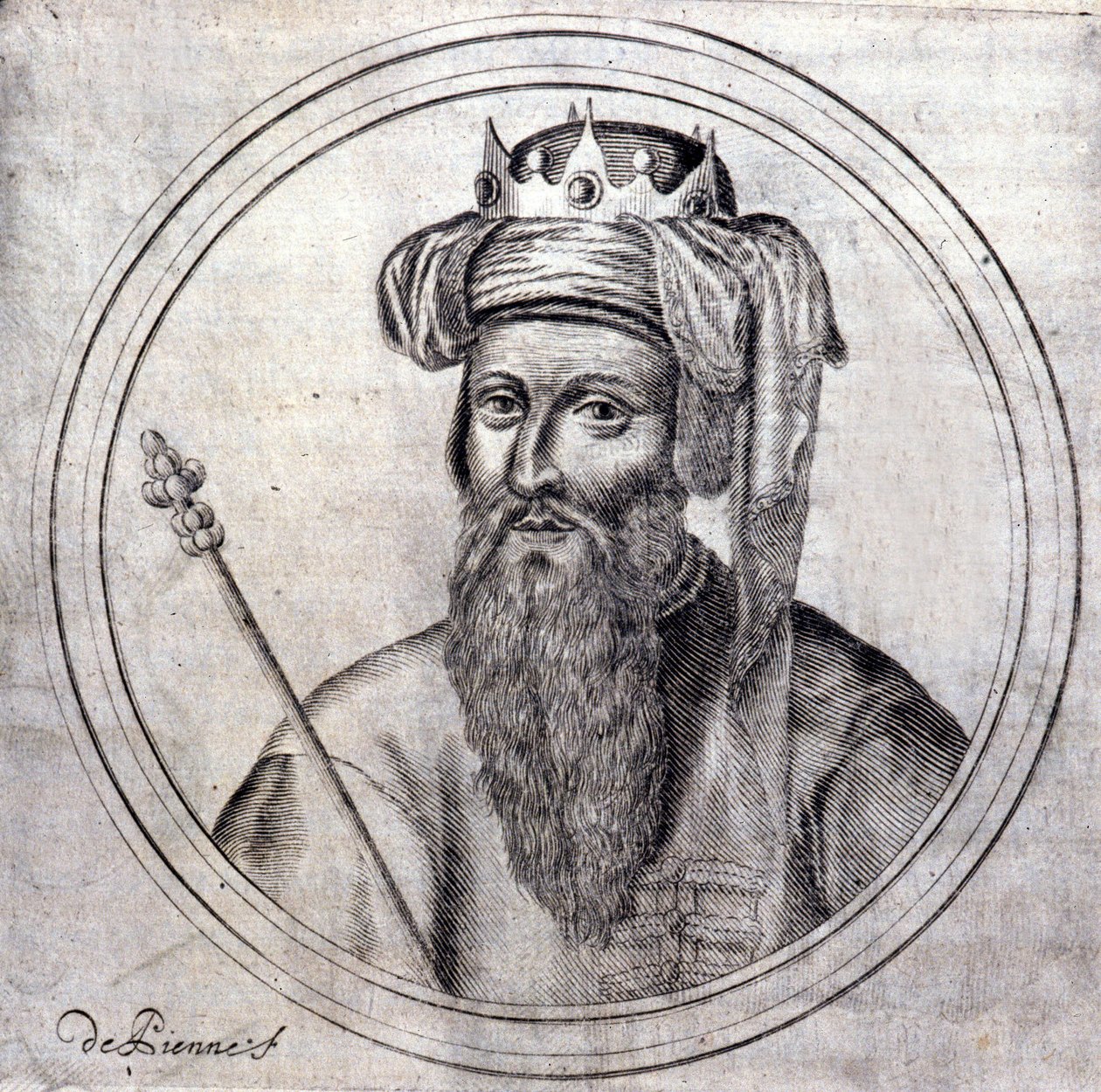 Amedeusz VIII (1383-1451), hrabia ówczesny książę Sabaudii, ostatni antypapież pod imieniem Feliks V. Grawer w „”Historii genealogicznej królewskiego domu Sabaudii” Samuela Guichenou, Lyon 1660. autorstwa Unknown artist
