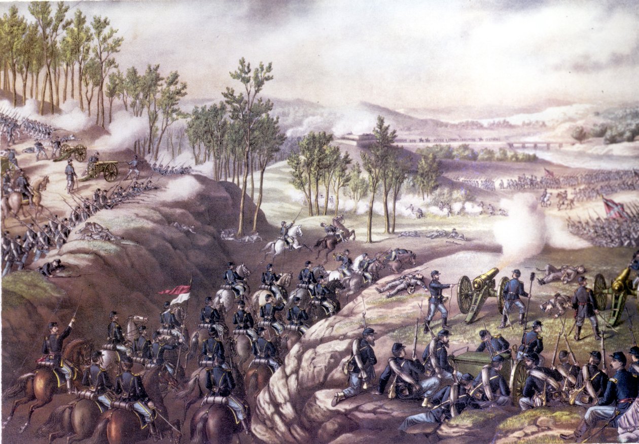 Wojna secesyjna (1861 - 1865): Bitwa pod Resaca (Gruzja) 13-15 maja 1864. Rycina z XIX wieku. autorstwa Unknown artist