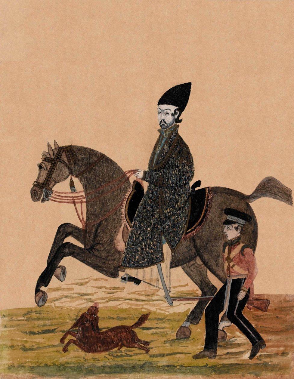 Afgański Sirdar [oficer] i brytyjski żołnierz, ok. 1841 (akwarela) autorstwa Unknown artist