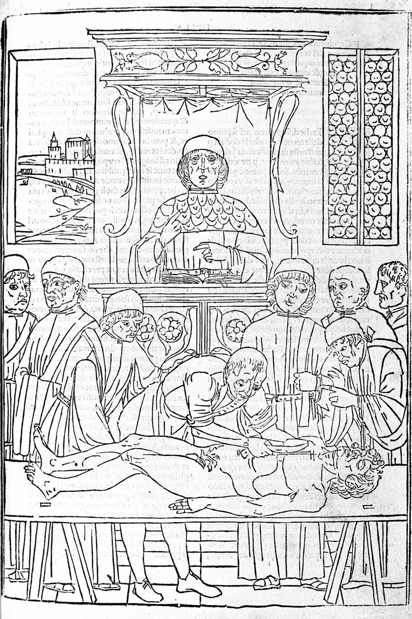 Rozcięcie anatomiczne. Grawerowanie z traktatu o medycynie autorstwa Gerolamo Cardano (Cardanus Hieronymus), Florencja autorstwa Unknown artist