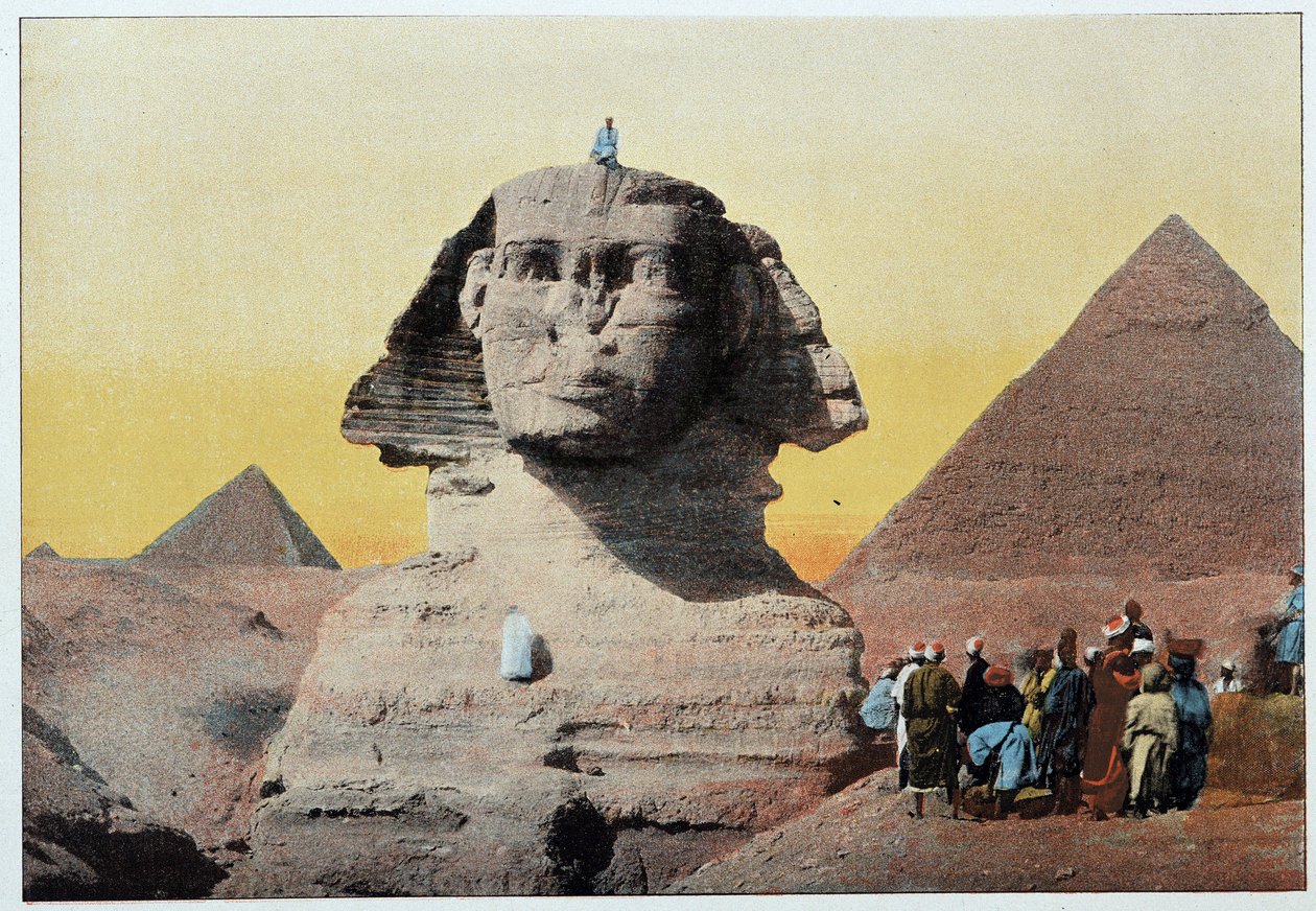 Starożytny Egipt: sfinks i piramidy w Gizie (Gizeh, Gizeh, Giza, Giza). Koniec XIX wieku. autorstwa Unknown artist