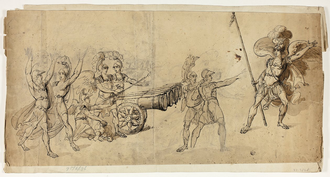 Artyleria Anielska (rekto); Scena bitwy (verso) autorstwa Unknown artist