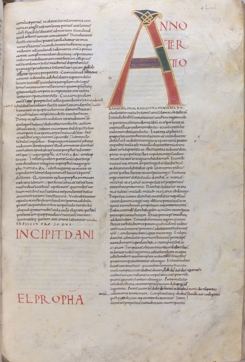 Anno tertio: Incipit Daniel Propha.Incipit Księgi Proroka Daniela, XI wiek (miniatura, rękopis błoniasty) autorstwa Unknown artist