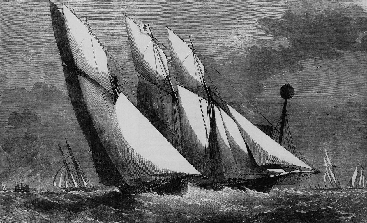 Coroczny wyścig Royal Thames Yacht Club: Galatea i Sharck w 1862 r., Bibl. des Arts deco. autorstwa Unknown artist