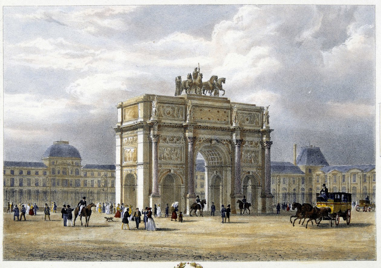 Arc de Triomphe du Carrousel - litografia, ok. 1830 autorstwa Unknown artist