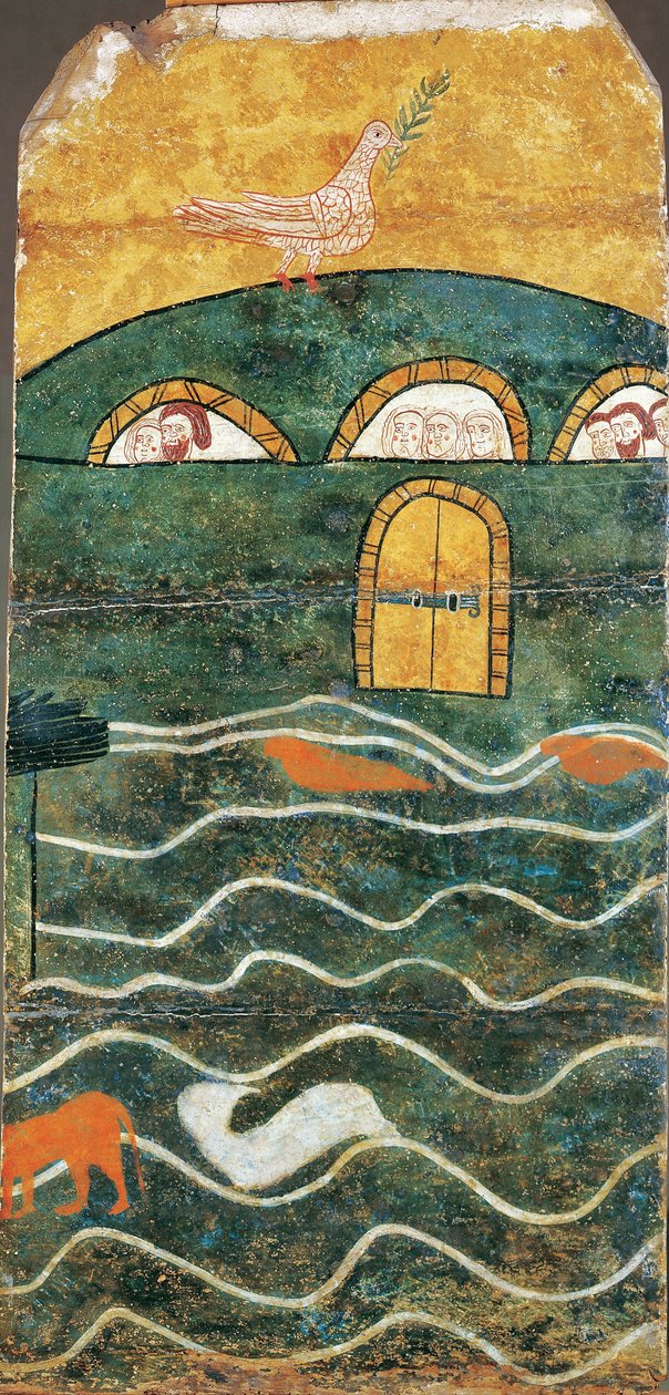 Arka Noego - Arka Noego, Anonim. Tempera na desce, format 108x52, koniec XIII w., Museo de Bellas Artes de Bilbao autorstwa Unknown artist