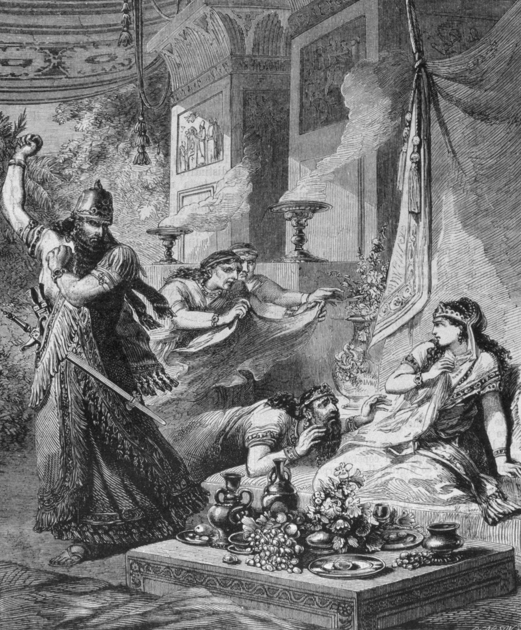 Assuerus 1er (Kserkses 1er) odkrywa Amana (Hamana) u stóp Estery. autorstwa Unknown artist