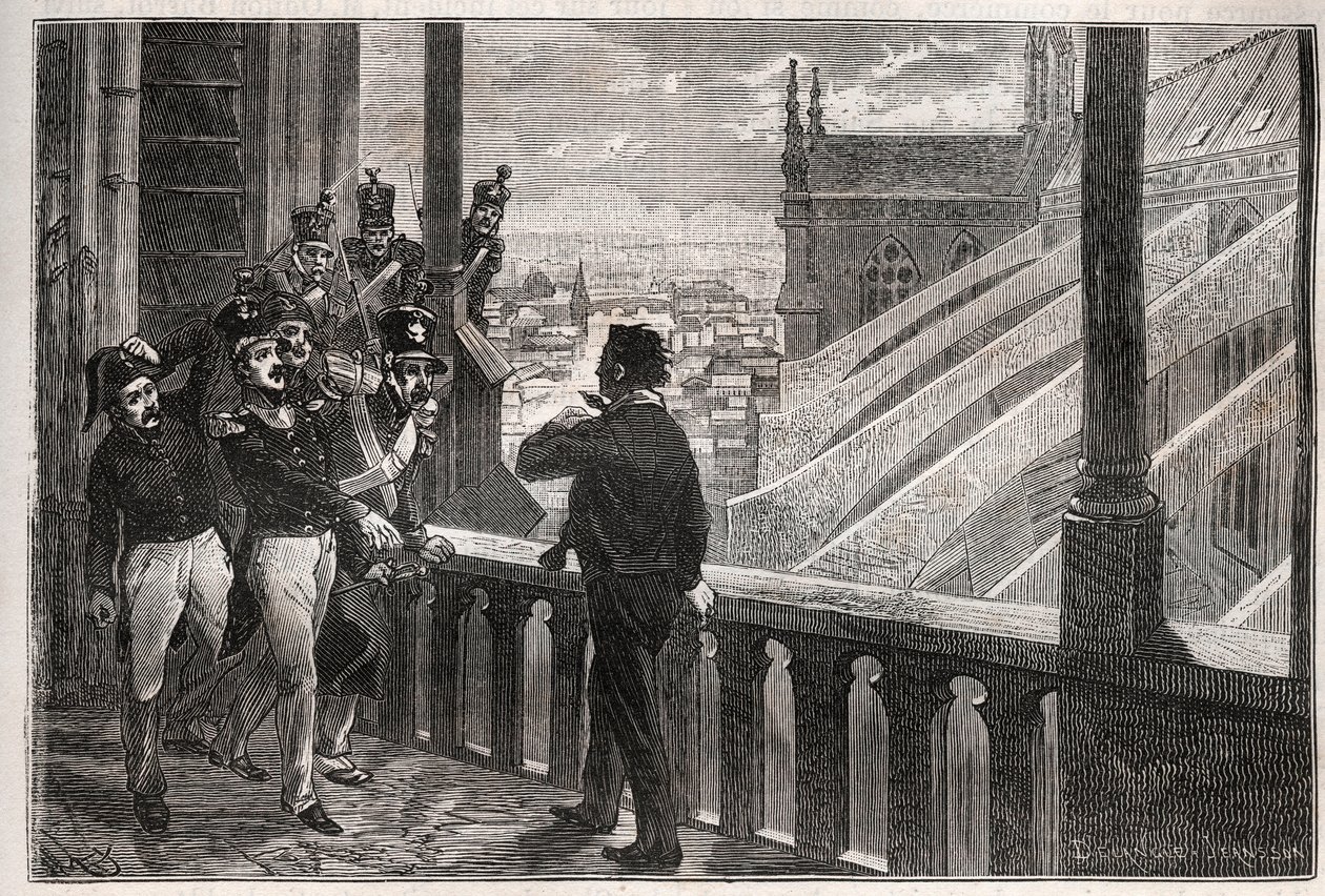 Ataki na Ludwika Filipa I - Spisek Wież Notre-Dame (Spisek) 4 stycznia autorstwa Unknown artist