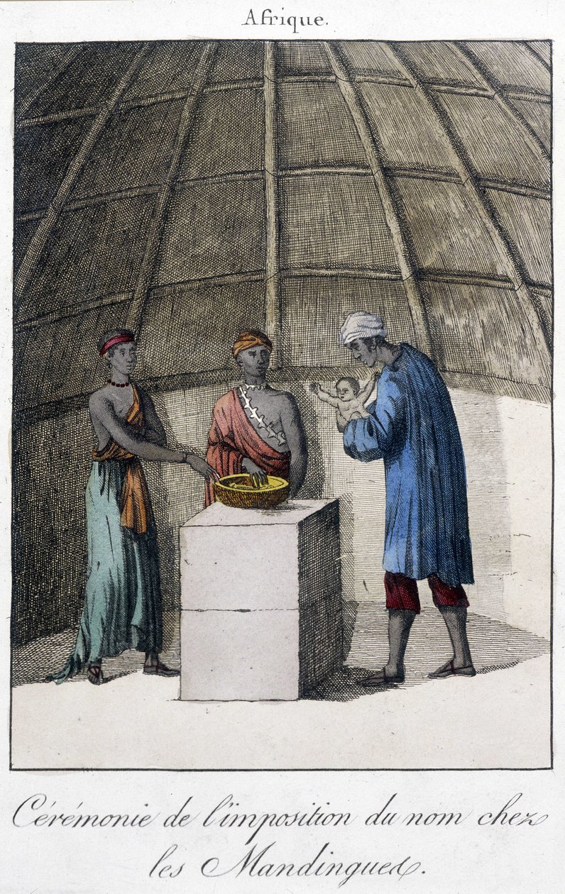 Chrzest w Mandingues (Mali?) w Afryce - grawerowanie autorstwa Unknown artist