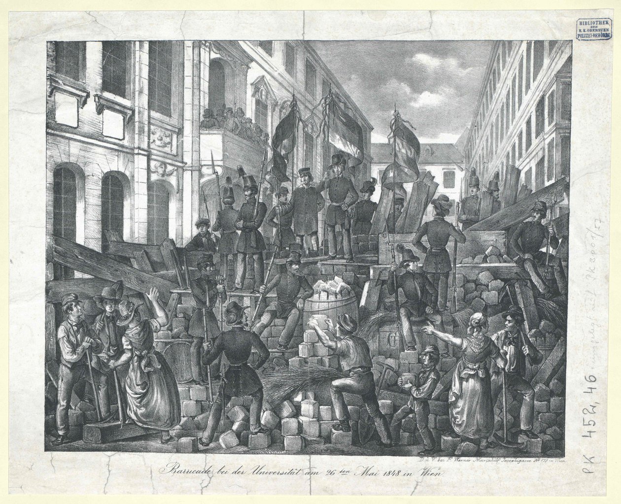 Barykada na uniwersytecie 26 maja 1848 r. w Wiedniu autorstwa Unknown artist